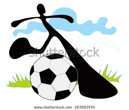 Shadow man play soccer game in team in picture he just kick ball sport symbol design