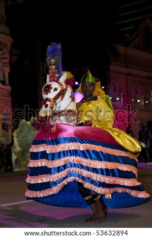 KUALA LUMPUR, MALAYSIA - MAY 21 : Participant performing a traditional indian dance during the rehearsal of Colours of Malaysia Festival May 21, 2010 in Kuala Lumpur Malaysia.