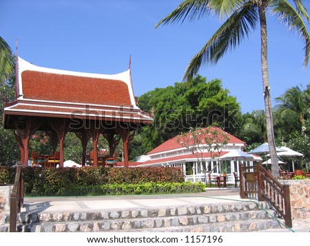 Traditional Thai sala and restaurant building in Hua Hin, Thailand