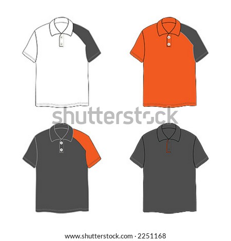 Four Polo-Shirts In Grey, White And Orange With Short Sleeve In ...