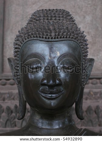 Buddha image at Wat Haw Pha Kaew in Vientiane, Laos.