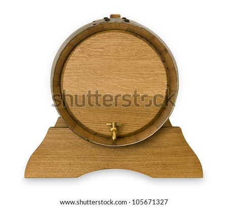 Small wooden oak wine barrel isolated