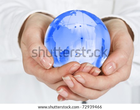 Human hands care about planet.