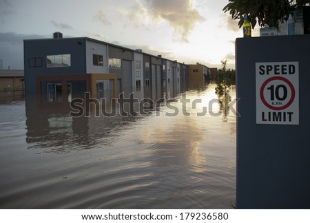 Industrial units affected by flood.