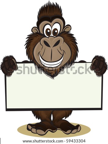 Gorrilla Holding Sign Stock Vector 59433304 : Shutterstock