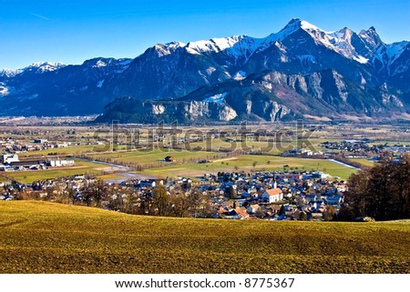 View of the Liechtenstein valley, Switzerland