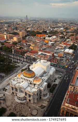 MEXICO CITY, MEXICO -  DEC, 30, 2013: The Palacio de Bellas Artes (Palace of Fine Arts) is the most important cultural center in Mexico City. Mexico City, Mexico on Dec, 30, 2013.
