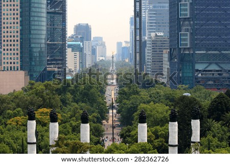 Skyline in Mexico City, view from the Chapultepec Castle
