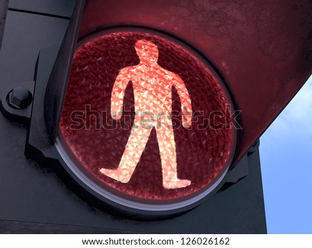 Red light, pedestrians can not walk. Image concept of modern life in big cities.