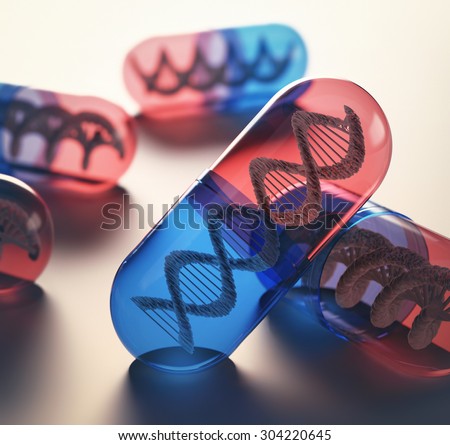 Tablets with genetic code inside. Concept of the advancement of medicine in the treatment of diseases.