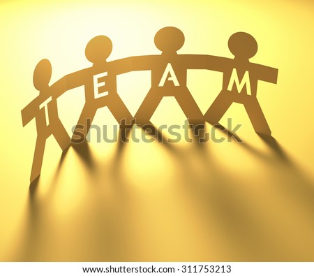 Cut out paper on a concept of team. Clipping path included.