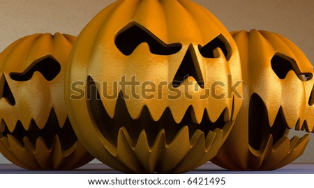 Illustration of 3D pumpkin carved for Halloween