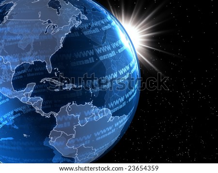 Globalization. Email and www revolve around the world. Concept of globalization.
