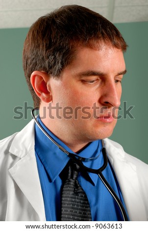 Three quarter profile of male doctor.