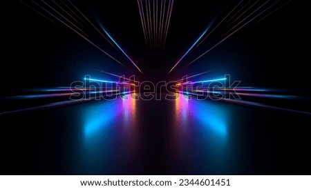 Similar – Image, Stock Photo Dark tunnel illuminated by red neon light