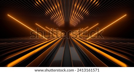 Similar – Image, Stock Photo Dark tunnel illuminated by red neon light