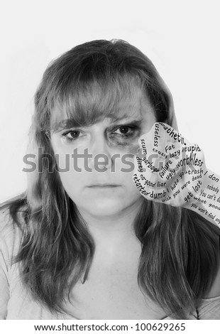Concept portrait that words can hurt and be painful as much as physical abuse.