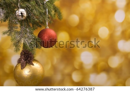 Christmas background with gold and red