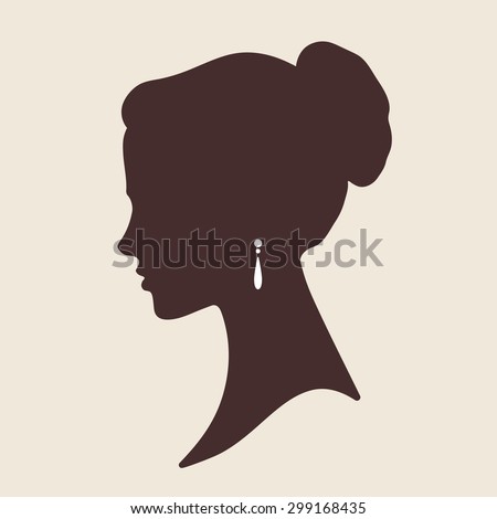 Vector elegant bride face silhouette