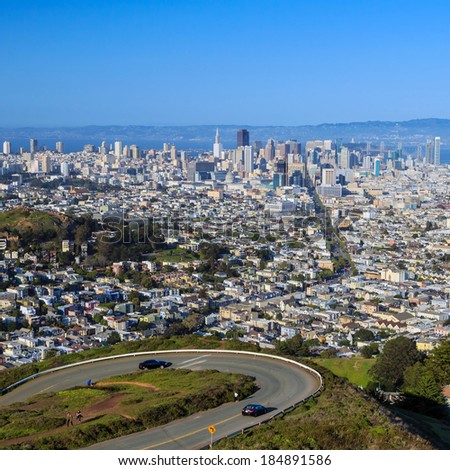San Francisco city view from Twin Peaks