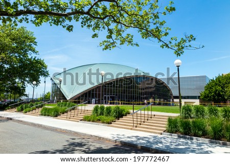 BOSTON - MAY 30: Kresge Auditorium at MIT, Cambridge, Massachusetts on May 30, 2014. It was designed by the noted architect Eero Saarinen, with ground-breaking in 1953 and dedication in 1955.