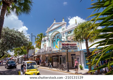 KEY WEST, FLORIDA USA - August 10, 2014: View of downtown Key West, Florida on August 10, 2014. It is considered the southernmost city in the continental United States.