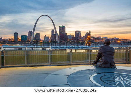 St. Louis downtown  at twilight.