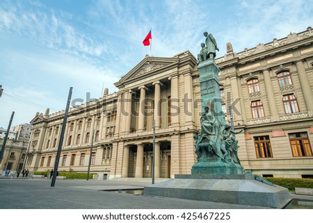 The Palacio de los Tribunales de Justicia de Santiago. Historic building in Santiago Foto d'archivio © 