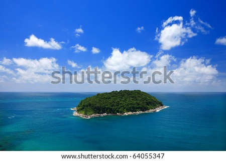 Little island with clear blue sky Phuket, Thailand