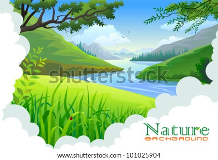 Beautiful hills and river landscape