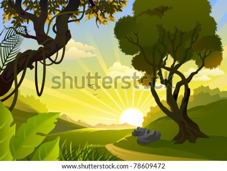 Sunrise In Tropical Countryside