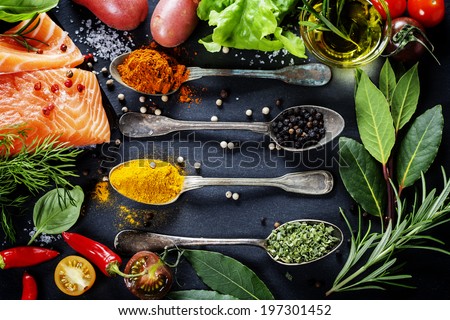 Similar – Image, Stock Photo Stock fish fillet with turmeric courgettes