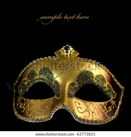 Carnival mask on a black background (with sample text)