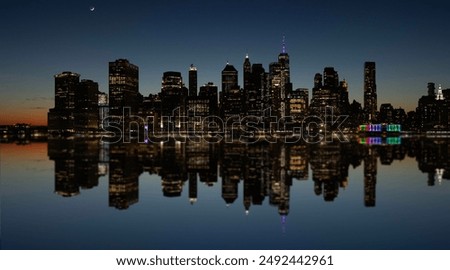 Similar – Image, Stock Photo Skyline at night Night