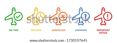 Flight Status Concept Icons. Monoline concept.