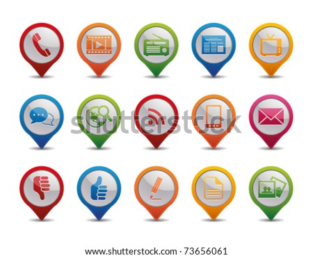 Communication icons in the form of GPS icons.