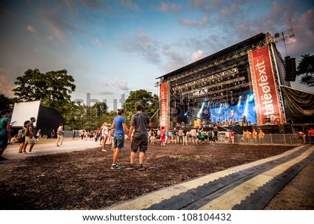 NOVI SAD, SERBIA - JULY 12: The Main Stage at EXIT 2012 Music Festival, during Krishke's performance on the first day of the festival, July 12, 2012 in the Petrovaradin Fortress in Novi Sad.