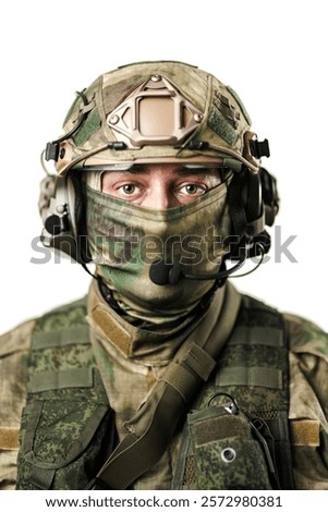 Similar – Image, Stock Photo Armed soldier ready for battle. Military concept.