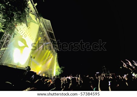 NOVI SAD, SERBIA - JULY 8, The Main Stage during Mika\'s performance on the Best European Music Festival - EXIT 2010, on July 8, 2010 in the Petrovaradin Fortress in Novi Sad.