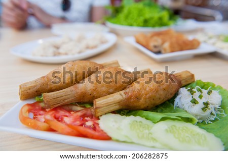 The Vietnam Food shrimp on sugarcane