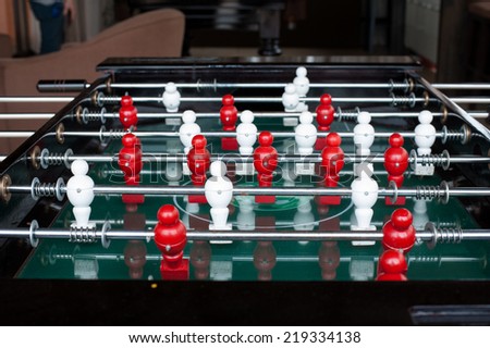 Table football game, Soccer table with red and white players