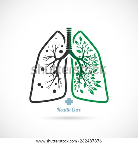 Lungs symbol, on a white background, health.