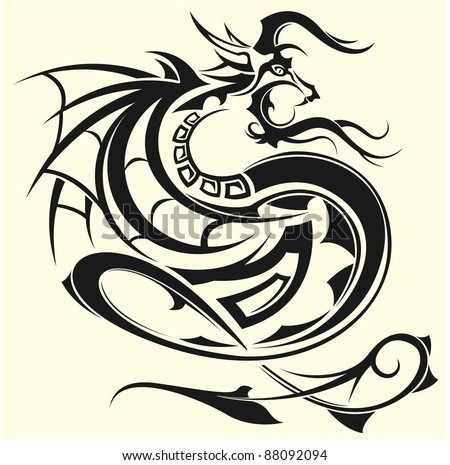 Tattoo Of A Dragon Stock Vector Illustration 88092094 : Shutterstock