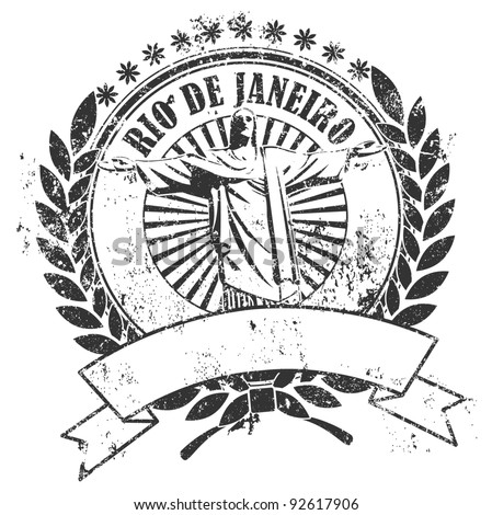 Rubber stamp with the image of the Christ and an inscription of Rio de Janeiro and an empty place for the text