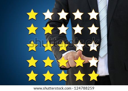 Business hand pointing performance evaluation in rating concept