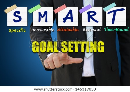 Businessman pointing goal setting for smart concept