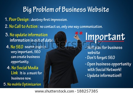 Big problem of business website, online marketing for business concept