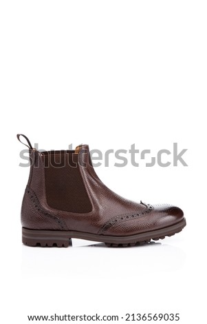 men's brown leather chelsea boots isolated on white background ストックフォト © 