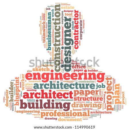 architect info-text graphics and arrangement concept on white background (word cloud)
