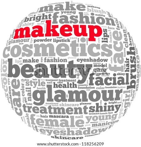 Make-up  info-text graphics and arrangement concept on white background (word cloud)
